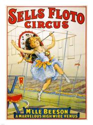 Floto Circus Presents M'lle Beeson, a marvelous high wire Venus, Performance Poster,1921 | Obraz na stenu