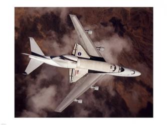 B747 with Space Shuttle on it from Above | Obraz na stenu