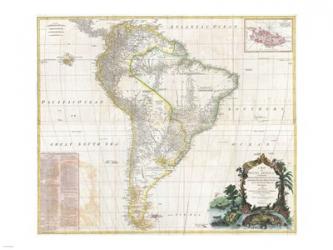 1780 Raynal and Bonne Map of Southern Brazil, Northern Argentina, Uruguay and Paraguay | Obraz na stenu