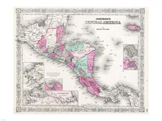 1866 Johnson Map of Central America | Obraz na stenu