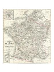 1852 Levasseur Map of France | Obraz na stenu