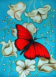 Aqua-Red Butterfly | Obraz na stenu