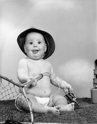 1960s Baby Girl Wearing Fishing Hat | Obraz na stenu