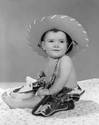 1960s Baby Girl Wearing Cowboy Hat | Obraz na stenu