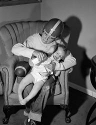 1950s 1960s Boy Sitting By Football | Obraz na stenu