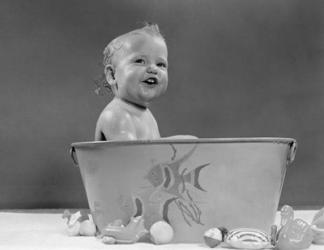 1940s 1950s Smiling Baby In Bath Tub Studio Indoor | Obraz na stenu