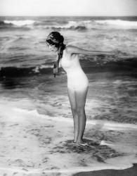 1920s Woman Wearing Bathing Suit & Head Scarf | Obraz na stenu