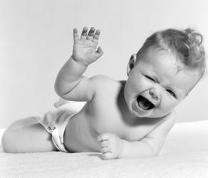 1950s Baby Lying On Stomach Laughing | Obraz na stenu