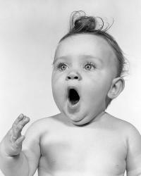 1950s Baby Yawning Ready To Sleep | Obraz na stenu