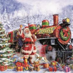 Santa and Red Train | Obraz na stenu