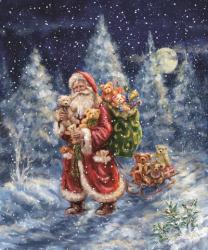 Santa in Winter Woods with sack | Obraz na stenu