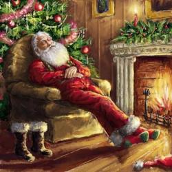 Santa asleep in Chair | Obraz na stenu