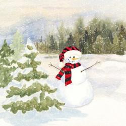 Snowman Wonderland II Red Black Santa Hat | Obraz na stenu