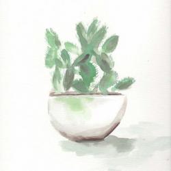 Watercolor Cactus Still Life III | Obraz na stenu