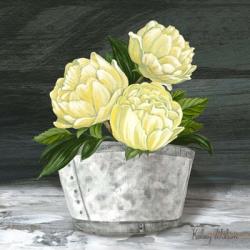 Farmhouse Garden square-Peonies | Obraz na stenu