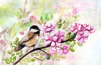 Spring Chickadee and Apple Blossoms | Obraz na stenu