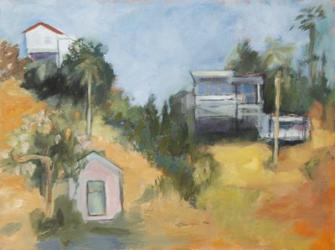 Pink House amid Palms | Obraz na stenu