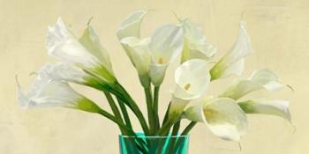 White Callas in a Glass Vase (detail) | Obraz na stenu