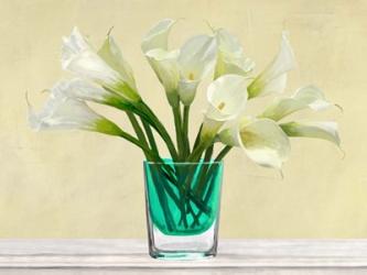 White Callas in a Glass Vase | Obraz na stenu