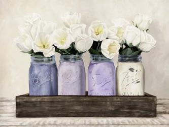 Tulips in Mason Jars | Obraz na stenu