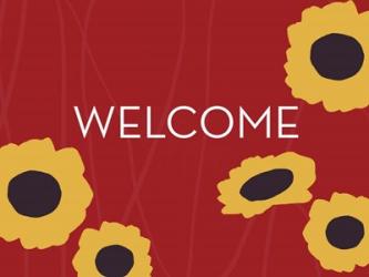 Sunflower Welcome on Red | Obraz na stenu