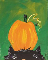 Cat and Pumpkin | Obraz na stenu