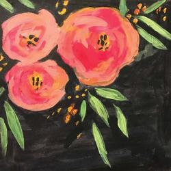 Black and Pink Floral | Obraz na stenu