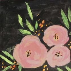 Black and Light Pink Floral | Obraz na stenu