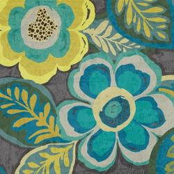 Floral Assortment Teal on Dark Grey Crop III | Obraz na stenu