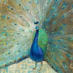 Blue Peacock on Gold | Obraz na stenu