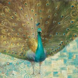 Teal Peacock on Gold | Obraz na stenu