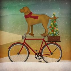 Yellow Lab on Bike Christmas | Obraz na stenu