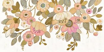 Decorative Pastel Flowers on White | Obraz na stenu