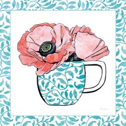 Floral Teacup II Vine Border | Obraz na stenu