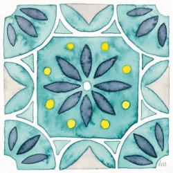 Garden Getaway Tile VIII Teal | Obraz na stenu