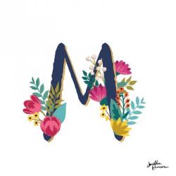 Romantic Luxe Monogram M Navy | Obraz na stenu