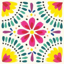 Floral Fiesta White Tile X | Obraz na stenu