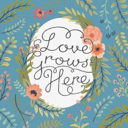 Retro Garden II - Love Grows Here Blue | Obraz na stenu