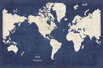 Blueprint World Map - No Border | Obraz na stenu