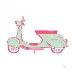 Road Trip Vespa Pink Green | Obraz na stenu