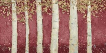 Magnificent Birch Grove Burgundy Crop | Obraz na stenu
