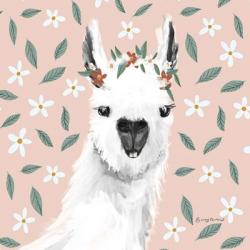 Delightful Alpacas I Floral Crop | Obraz na stenu