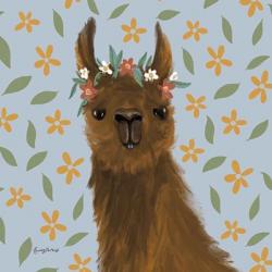 Delightful Alpacas II Floral Crop | Obraz na stenu