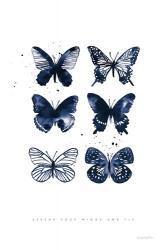 Six Inky Butterflies Blue | Obraz na stenu