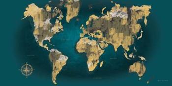 Sketched World Map Blue Crop | Obraz na stenu