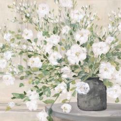 White Bouquet Gray Vase | Obraz na stenu