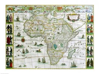 Close-up of the map of Africa, Joan Bleau, 1630 | Obraz na stenu