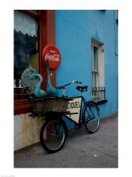 Statues of swans in a basket on a bicycle, Lahinch, Ireland | Obraz na stenu