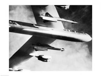 Low angle view of a bomber plane carrying missiles during fight, AGM-28 Hound Dog, B-52 Stratofortress | Obraz na stenu