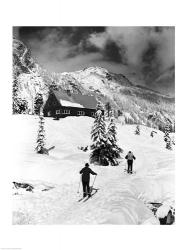 Rear view of two people skiing, Washington, USA | Obraz na stenu
